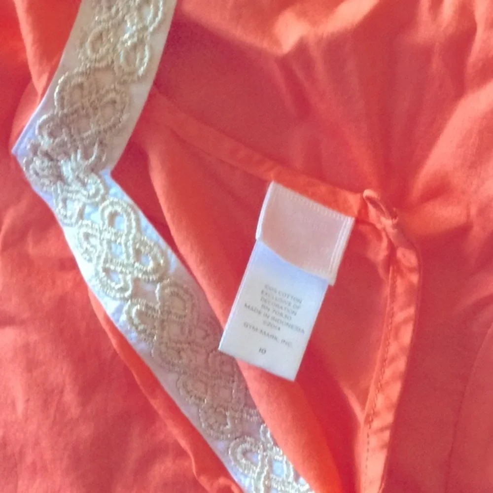 Janie and Jack Coral-Orange V‑Neck Swim Coverup Tunic in size 10